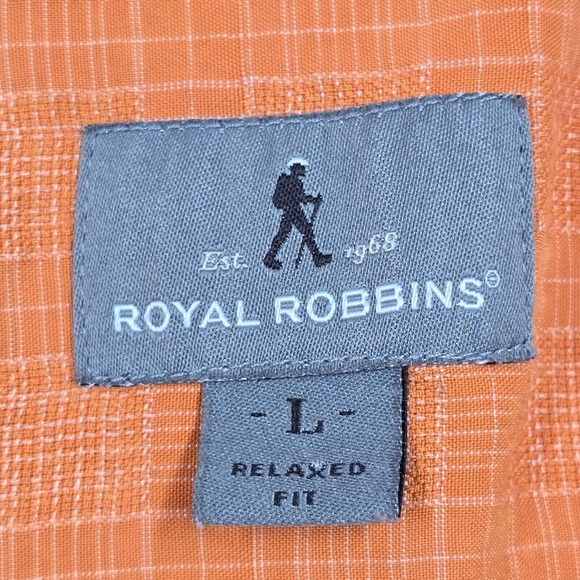 Royal Robbins Shirt Men Large Orange Button-Up Short Sleeve Travel Outdoor Hike - Picture 4 of 10